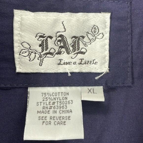 Live a Little Fisherman's Utility Jacket NWT Rolled Sleeves Zip Collar Purple XL - Picture 12 of 17